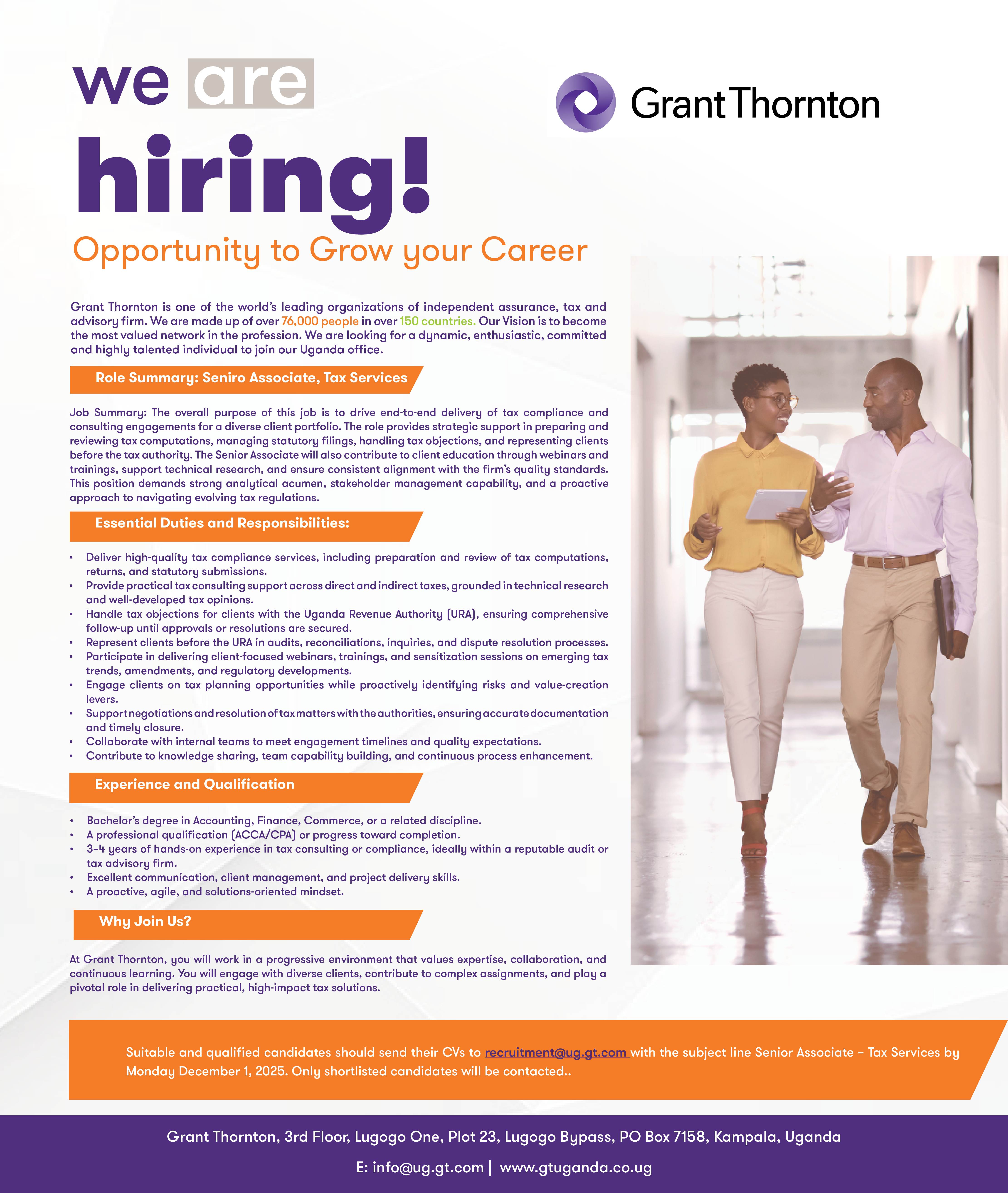 Senior Tax Associate Job description